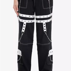 Hot Topic Grommet Chain Skater Pants Girls 11 Vamp Goth Emo Rave Grunge Bondage